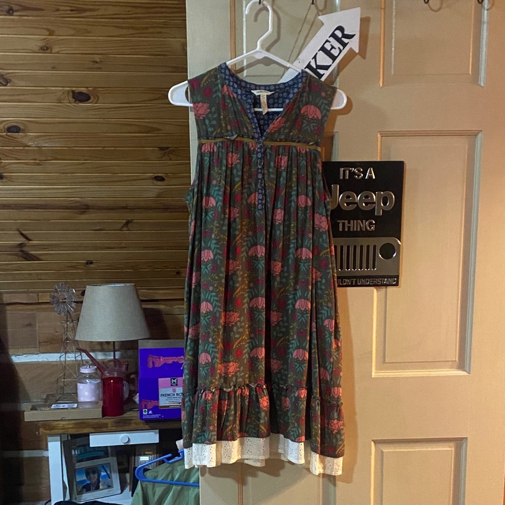 Matilda Jane Patterned Dress with Blue and Red Accents